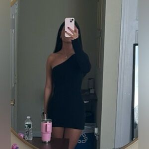Abercrombie and fitch knit sweater black one shoulder dress